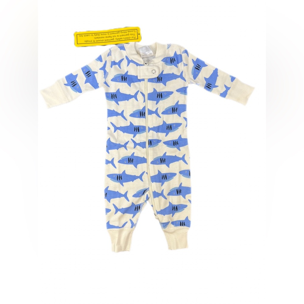 *NWT* HANNA ANDERSSON 2 Way Zip Org Cotton Bubbles the Shark on Ecru Sleeper